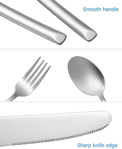 Edelstahl Besteck Set 12 Personen – 60-teilig, spülmaschinenfest, Hochglanz, perfekt für Haus, Partys & Restaurants