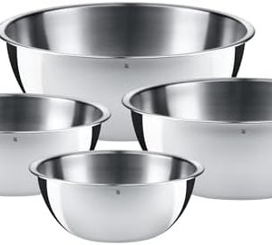 WMF Gourmet 4-teiliges Schüsselset aus Edelstahl – Stapelbare Rühr- und Salatschüsseln für Ihre Küche