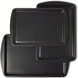 Amazon Basics Antihaft-Backbleche Set 3-teilig, stapelbar, spülmaschinenfest für leckeres Backen zuhause