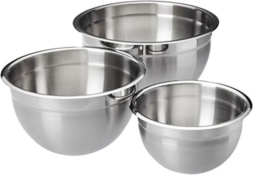 Amazon Basics Rührschüsseln Set – 3-teilig, Edelstahl, ideal für Küche & Backen
