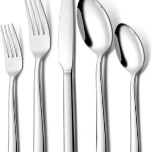 Terlulu Besteck Set für 6 Personen – 30-teiliges, hochwertiges Edelstahlbesteck, spülmaschinenfest & hochglanzpoliert fü