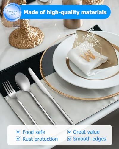Edelstahl Besteck Set 12 Personen – 60-teilig, spülmaschinenfest, Hochglanz, perfekt für Haus, Partys & Restaurants