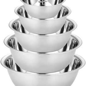 Edelstahl Schüssel Set 5-teilig – Stapelbare Küchen- & Servierschalen in 5 Größen für Salat und mehr
