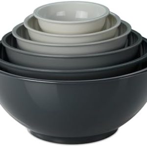 Relaxdays Rührschüssel Set 6tlg. – Stilvolle Schüsseln für Kochen & Backen, vielseitig in grau