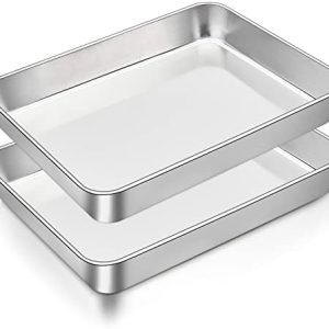 HaWare Backblech 2er Set Edelstahl Rechteckig, tiefes Ofenblech für Kuchen & Braten, ungiftig & spülmaschinenfest