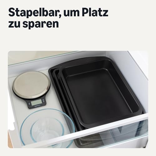 Amazon Basics Antihaft-Backbleche Set 3-teilig, stapelbar, spülmaschinenfest für leckeres Backen zuhause