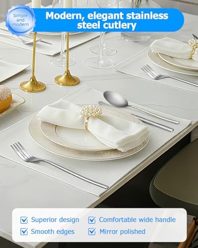 Edelstahl Besteck Set 12 Personen – 60-teilig, spülmaschinenfest, Hochglanz, perfekt für Haus, Partys & Restaurants