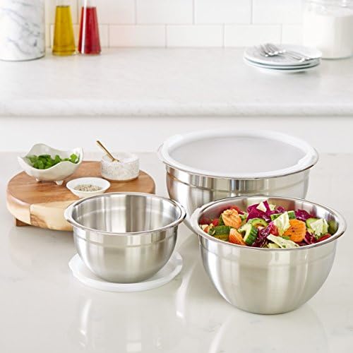 Amazon Basics Rührschüsseln Set – 3-teilig, Edelstahl, ideal für Küche & Backen
